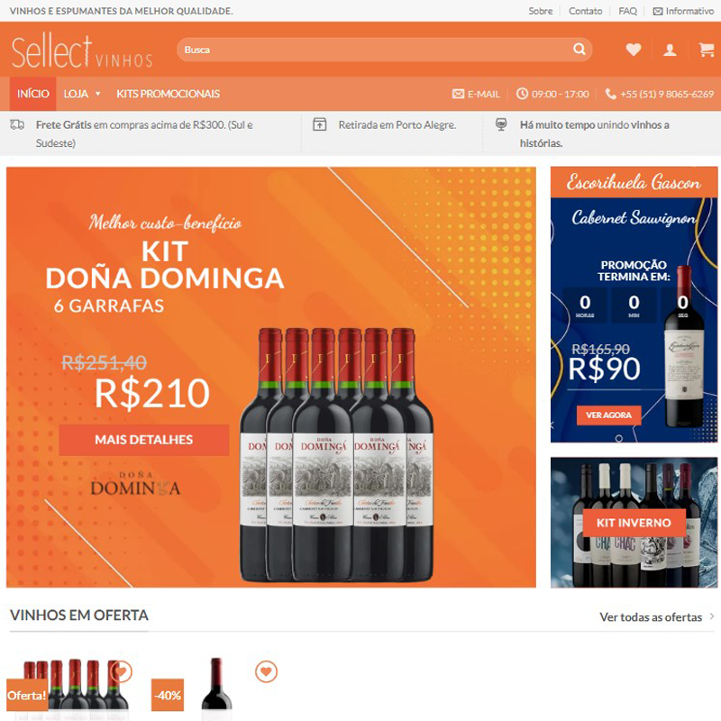 Print do e-commerce Sellect Vinhos
